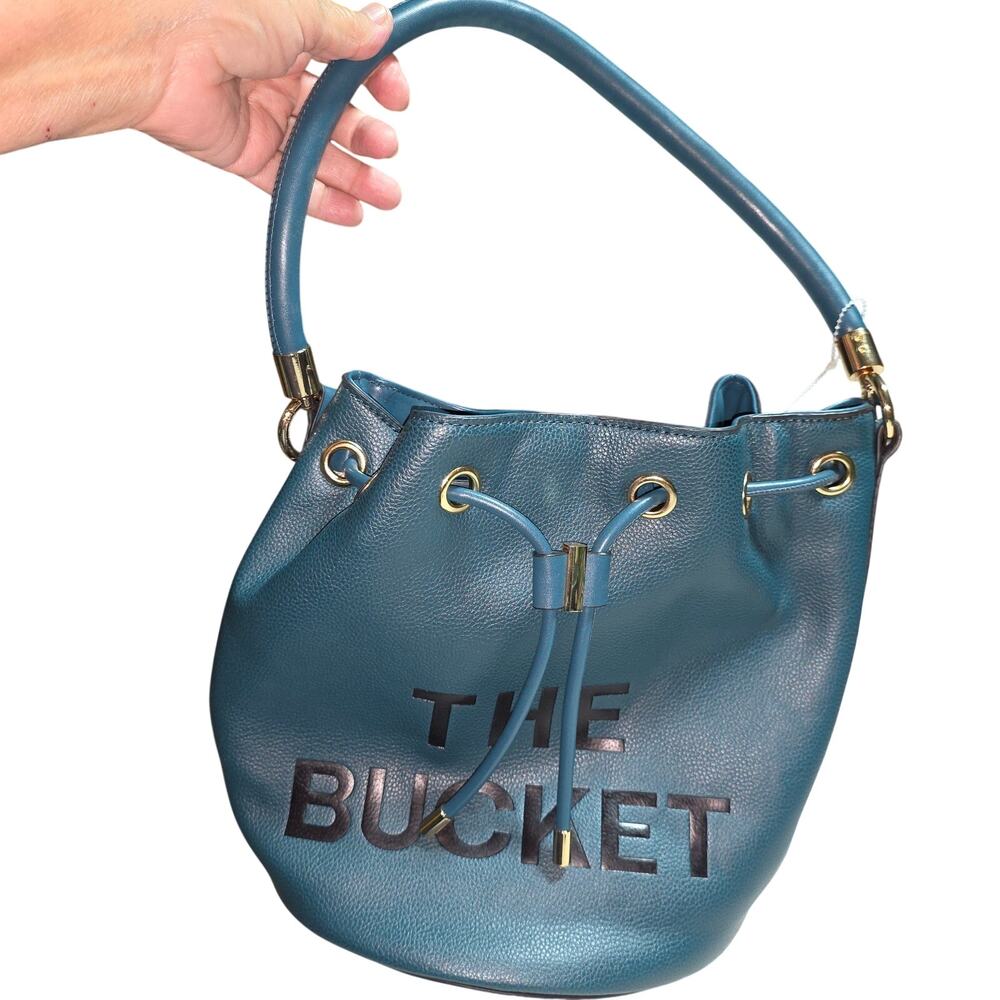 THE BUCKET TEAL DRAWSTRING BUCKET BAG